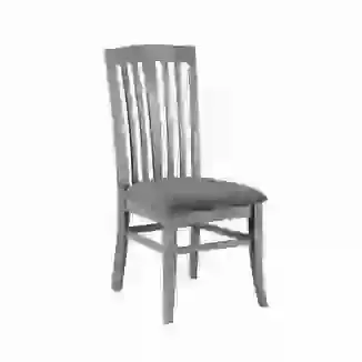 Slate Grey Painted Finish Slatted Back Dining Chair With Charcoal Fabric Seats 